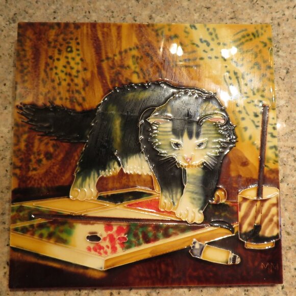 Ceramic Tile Art Artistic Cat 3D (F68) - Picture 3 of 6